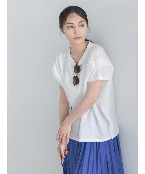 Te chichi(テチチ)の「【接触冷感】ショルダータックTシャツ(Tシャツ/カットソー・レディース・チャコールグレー/ブラウン/レッド/オフホワイト・F)」の7枚目の写真