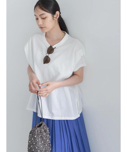 Te chichi(テチチ)の「【接触冷感】ショルダータックTシャツ(Tシャツ/カットソー・レディース・チャコールグレー/ブラウン/レッド/オフホワイト・F)」の8枚目の写真