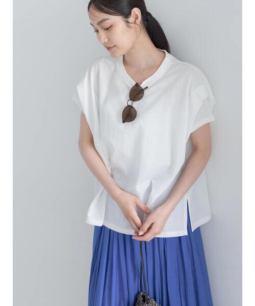 Te chichi(テチチ)の「【接触冷感】ショルダータックTシャツ(Tシャツ/カットソー・レディース・チャコールグレー/ブラウン/レッド/オフホワイト・F)」の10枚目の写真