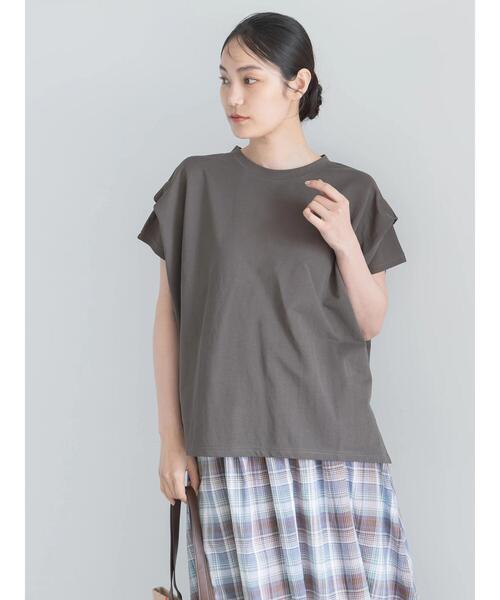 Te chichi(テチチ)の「【接触冷感】ショルダータックTシャツ(Tシャツ/カットソー・レディース・チャコールグレー/ブラウン/レッド/オフホワイト・F)」の15枚目の写真
