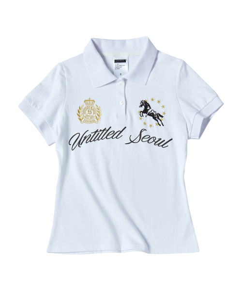 UNTITLED SEOUL(アンタイトル ソウル)の「アンタイトル クレスト ポロ クロップ 半袖 ホワイト(Tシャツ/カットソー・レディース・その他・MEDIUM/LARGE/SMALL)」の4枚目の写真