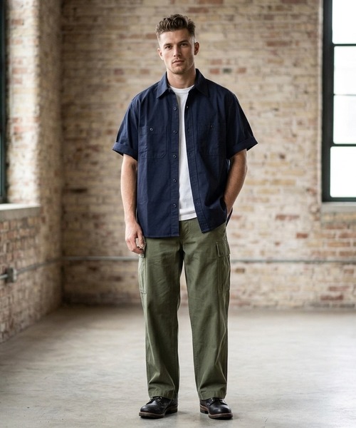 BACKYARD FAMILY(バックヤードファミリー)の「HOUSTON OX SS WORK SHIRT(シャツ/ブラウス・メンズ・ブラック/ホワイト/ネイビー・15.5/16.5/18.5/17.5)」の4枚目の写真
