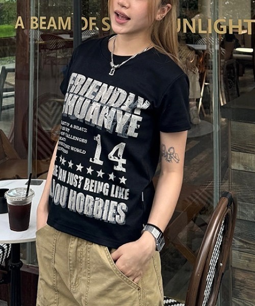 SHEENA(シーナ)の「グランジナンバリングロゴ半袖Tシャツ(Tシャツ/カットソー・レディース・ブラック/グレー/ホワイト・M)」の15枚目の写真