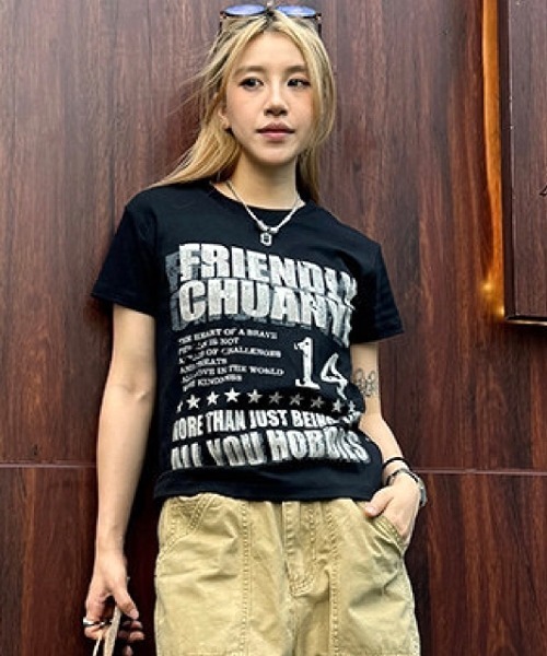 SHEENA(シーナ)の「グランジナンバリングロゴ半袖Tシャツ(Tシャツ/カットソー・レディース・ブラック/グレー/ホワイト・M)」の19枚目の写真