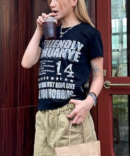SHEENA(シーナ)の「グランジナンバリングロゴ半袖Tシャツ(Tシャツ/カットソー・レディース・ブラック/グレー/ホワイト・M)」の20枚目の写真