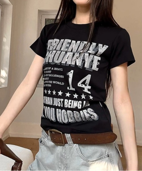 SHEENA(シーナ)の「グランジナンバリングロゴ半袖Tシャツ(Tシャツ/カットソー・レディース・ブラック/グレー/ホワイト・M)」の10枚目の写真