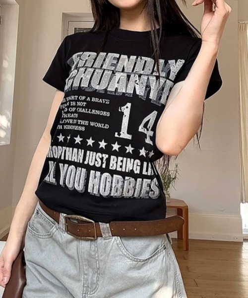 SHEENA(シーナ)の「グランジナンバリングロゴ半袖Tシャツ(Tシャツ/カットソー・レディース・ブラック/グレー/ホワイト・M)」の11枚目の写真