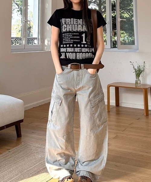 SHEENA(シーナ)の「グランジナンバリングロゴ半袖Tシャツ(Tシャツ/カットソー・レディース・ブラック/グレー/ホワイト・M)」の12枚目の写真