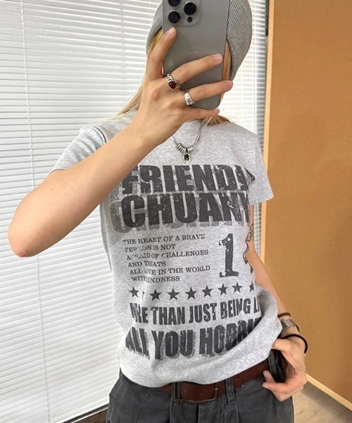 SHEENA(シーナ)の「グランジナンバリングロゴ半袖Tシャツ(Tシャツ/カットソー・レディース・ブラック/グレー/ホワイト・M)」の14枚目の写真
