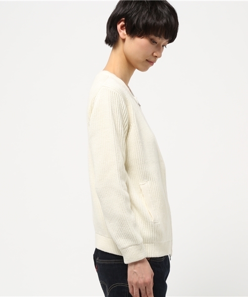 LBC（エルビーシー）の「5G片畦ジップカーディガン     （カーディガン/ボレロ・レディース・ダークブルー/オフホワイト・LARGE/MEDIUM）」の4枚目の写真