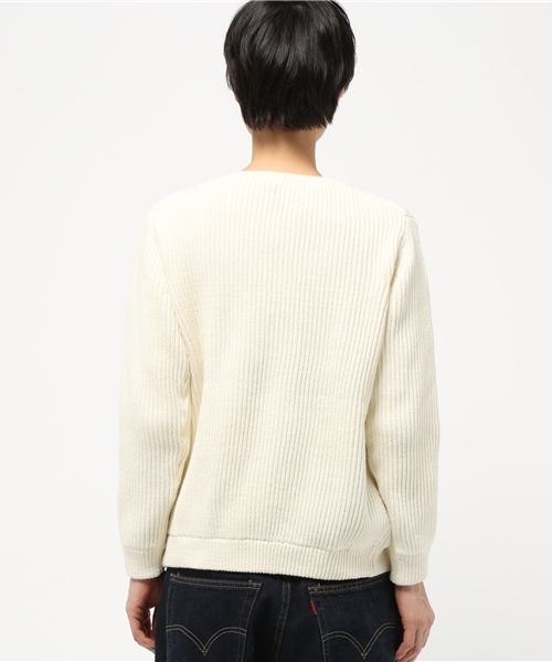 LBC（エルビーシー）の「5G片畦ジップカーディガン     （カーディガン/ボレロ・レディース・ダークブルー/オフホワイト・LARGE/MEDIUM）」の5枚目の写真