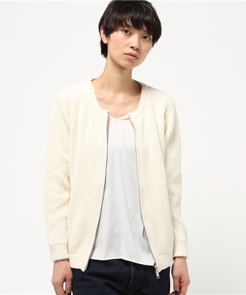 LBC（エルビーシー）の「5G片畦ジップカーディガン     （カーディガン/ボレロ・レディース・ダークブルー/オフホワイト・LARGE/MEDIUM）」の13枚目の写真