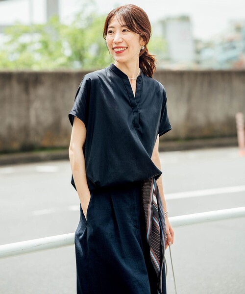 ICB(アイシービー)の「ヴィンテージナイロンタフタ 2WAYブラウス(シャツ/ブラウス・レディース・スカイブルー系/グレー系・0/2/4/6)」の5枚目の写真