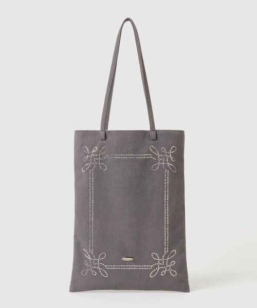 STUDIOUS(ステュディオス)の「【tanakadaisuke/タナカダイスケ】Rhinestone frame tote bag/ラインストーンフレームトートバッグ(トートバッグ・レディース・グレー・FREE)」の1枚目の写真