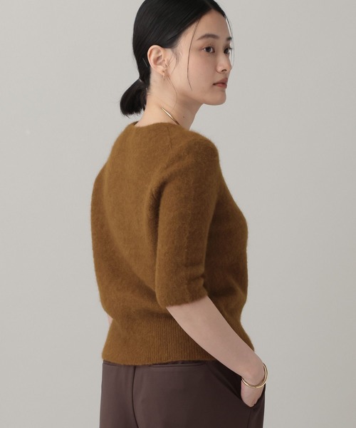 A part by(アパートバイ)の「Lamaニットプルオーバー_5分袖(ニット/セーター・レディース・ライトピンク/ダークブラウン/キャメル・FREE)」の7枚目の写真