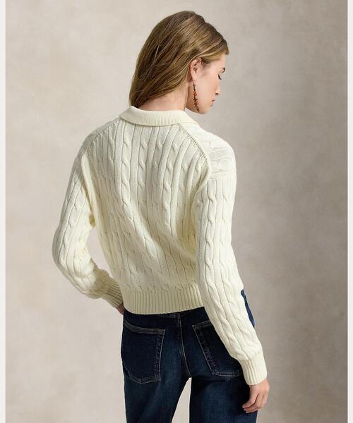 POLO RALPH LAUREN(ポロ ラルフ ローレン)の「ケーブル コットン ポロカラー カーディガン(カーディガン/ボレロ・レディース・ナチュラル・S/M/XS)」の8枚目の写真