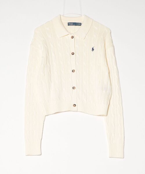 POLO RALPH LAUREN(ポロ ラルフ ローレン)の「ケーブル コットン ポロカラー カーディガン(カーディガン/ボレロ・レディース・ナチュラル・S/M/XS)」の3枚目の写真