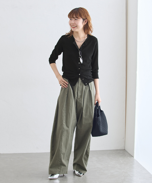 journal standard L'essage（ジャーナルスタンダードレサージュ）の「コットンメッシュカーディガン（カーディガン/ボレロ・レディース・ホワイト/ブラック・FREE）」の3枚目の写真