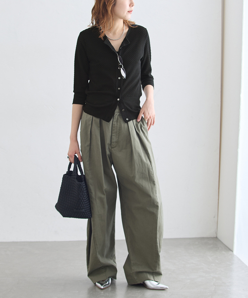 journal standard L'essage（ジャーナルスタンダードレサージュ）の「コットンメッシュカーディガン（カーディガン/ボレロ・レディース・ホワイト/ブラック・FREE）」の8枚目の写真