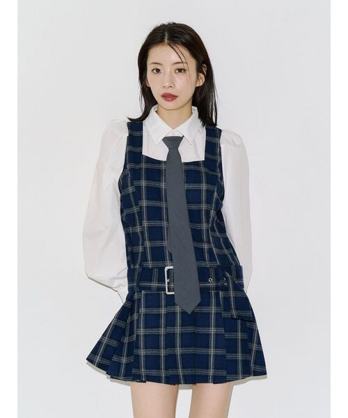 jouetie(ジュエティ)の「スクエアネックプリーツミニワンピース(ワンピース・レディース・グリーン/ネイビー/ボルドー・FREE)」の3枚目の写真