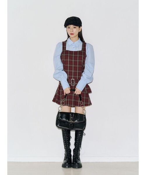 jouetie(ジュエティ)の「スクエアネックプリーツミニワンピース(ワンピース・レディース・グリーン/ネイビー/ボルドー・FREE)」の12枚目の写真