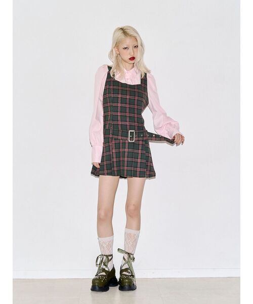 jouetie(ジュエティ)の「スクエアネックプリーツミニワンピース(ワンピース・レディース・グリーン/ネイビー/ボルドー・FREE)」の17枚目の写真