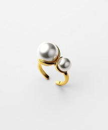 Double pearl free size ring