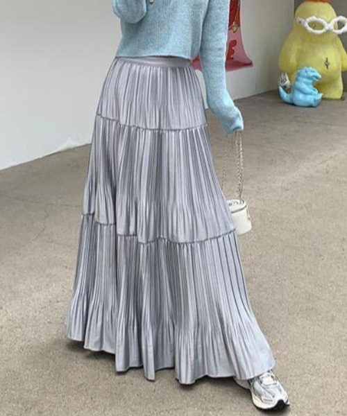 FAVORITO（ファヴォリート）の「ハイウエストティアードスカート（スカート・レディース・グレー/ベージュ・F）」の17枚目の写真