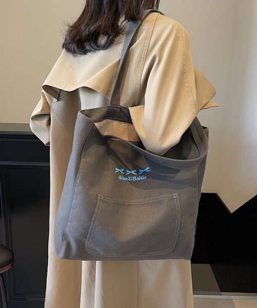 Mignonjour（ミニョンジュール）の「Mignonjour/リボンキャンバストートバッグ M2965（トートバッグ・レディース・アイボリー・FREE）」の2枚目の写真