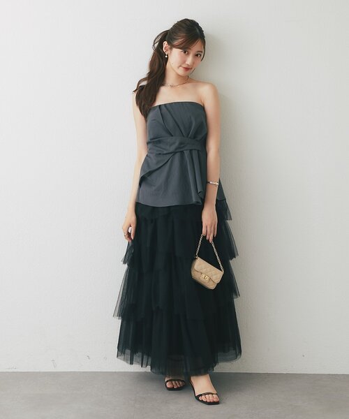 La boutique BonBon(ラブティックボンボン)の「【スタイリングのポイントに】キュプラ混ビスチェブラウス(シャツ/ブラウス・レディース・ピンク/チャコールグレー・FREE)」の7枚目の写真