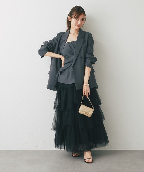 La boutique BonBon(ラブティックボンボン)の「【スタイリングのポイントに】キュプラ混ビスチェブラウス(シャツ/ブラウス・レディース・ピンク/チャコールグレー・FREE)」の11枚目の写真