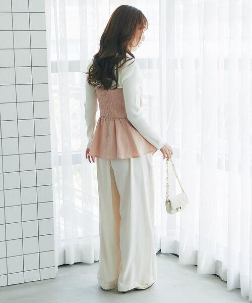 La boutique BonBon(ラブティックボンボン)の「【スタイリングのポイントに】キュプラ混ビスチェブラウス(シャツ/ブラウス・レディース・ピンク/チャコールグレー・FREE)」の20枚目の写真
