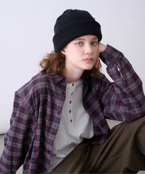 Perushu(ペルーシュ)の「OMBRE CHECK DAMAGE SHIRT/オンブレチェックダメージシャツ(シャツ/ブラウス・メンズ・ボルドー/ダークネイビー/ブラック・MEDIUM/LARGE)」の3枚目の写真