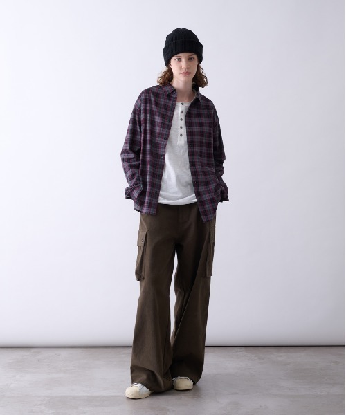 Perushu(ペルーシュ)の「OMBRE CHECK DAMAGE SHIRT/オンブレチェックダメージシャツ(シャツ/ブラウス・メンズ・ボルドー/ダークネイビー/ブラック・MEDIUM/LARGE)」の5枚目の写真