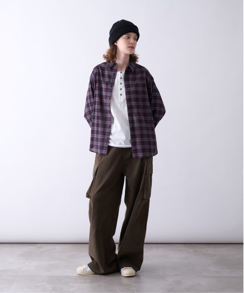 Perushu(ペルーシュ)の「OMBRE CHECK DAMAGE SHIRT/オンブレチェックダメージシャツ(シャツ/ブラウス・メンズ・ボルドー/ダークネイビー/ブラック・MEDIUM/LARGE)」の6枚目の写真
