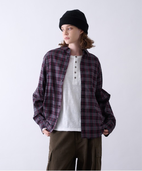 Perushu(ペルーシュ)の「OMBRE CHECK DAMAGE SHIRT/オンブレチェックダメージシャツ(シャツ/ブラウス・メンズ・ボルドー/ダークネイビー/ブラック・MEDIUM/LARGE)」の11枚目の写真