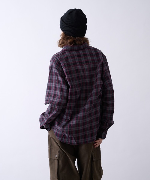 Perushu(ペルーシュ)の「OMBRE CHECK DAMAGE SHIRT/オンブレチェックダメージシャツ(シャツ/ブラウス・メンズ・ボルドー/ダークネイビー/ブラック・MEDIUM/LARGE)」の12枚目の写真