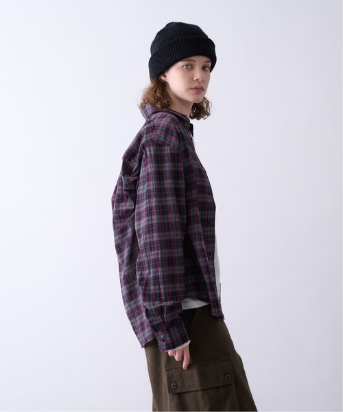 Perushu(ペルーシュ)の「OMBRE CHECK DAMAGE SHIRT/オンブレチェックダメージシャツ(シャツ/ブラウス・メンズ・ボルドー/ダークネイビー/ブラック・MEDIUM/LARGE)」の4枚目の写真