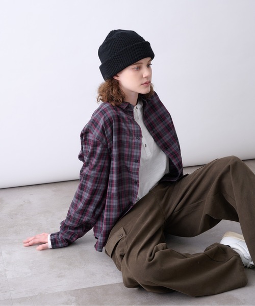 Perushu(ペルーシュ)の「OMBRE CHECK DAMAGE SHIRT/オンブレチェックダメージシャツ(シャツ/ブラウス・メンズ・ボルドー/ダークネイビー/ブラック・MEDIUM/LARGE)」の9枚目の写真