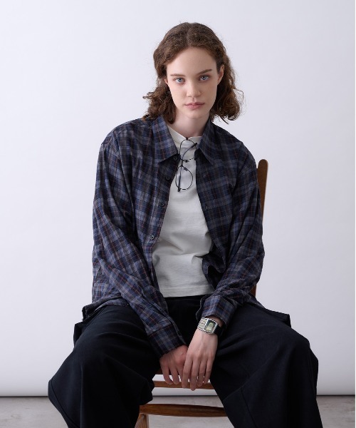 Perushu(ペルーシュ)の「OMBRE CHECK DAMAGE SHIRT/オンブレチェックダメージシャツ(シャツ/ブラウス・メンズ・ボルドー/ダークネイビー/ブラック・MEDIUM/LARGE)」の20枚目の写真