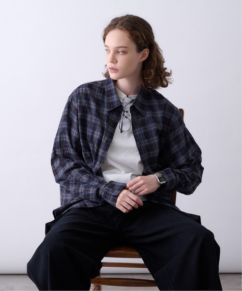 Perushu(ペルーシュ)の「OMBRE CHECK DAMAGE SHIRT/オンブレチェックダメージシャツ(シャツ/ブラウス・メンズ・ボルドー/ダークネイビー/ブラック・MEDIUM/LARGE)」の22枚目の写真