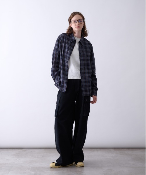 Perushu(ペルーシュ)の「OMBRE CHECK DAMAGE SHIRT/オンブレチェックダメージシャツ(シャツ/ブラウス・メンズ・ボルドー/ダークネイビー/ブラック・MEDIUM/LARGE)」の8枚目の写真