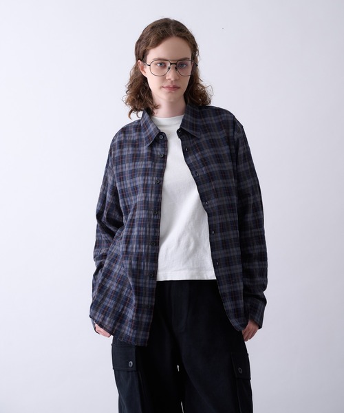 Perushu(ペルーシュ)の「OMBRE CHECK DAMAGE SHIRT/オンブレチェックダメージシャツ(シャツ/ブラウス・メンズ・ボルドー/ダークネイビー/ブラック・MEDIUM/LARGE)」の17枚目の写真
