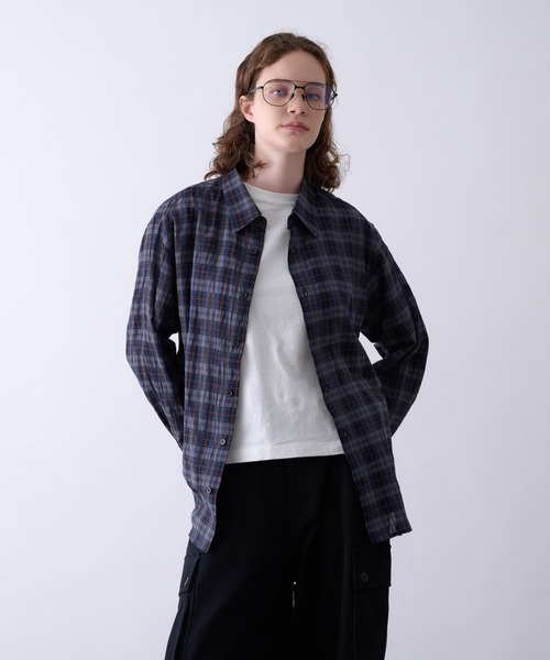 Perushu(ペルーシュ)の「OMBRE CHECK DAMAGE SHIRT/オンブレチェックダメージシャツ(シャツ/ブラウス・メンズ・ボルドー/ダークネイビー/ブラック・MEDIUM/LARGE)」の18枚目の写真
