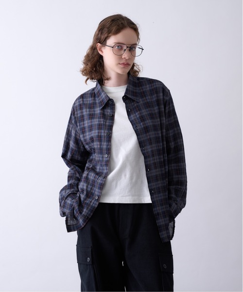 Perushu(ペルーシュ)の「OMBRE CHECK DAMAGE SHIRT/オンブレチェックダメージシャツ(シャツ/ブラウス・メンズ・ボルドー/ダークネイビー/ブラック・MEDIUM/LARGE)」の7枚目の写真