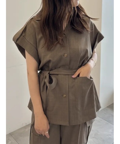 Te chichi(テチチ)の「ミリタリーシャツジャケット(セットアップ可)(シャツ/ブラウス・レディース・カーキ/ブラウン/ベージュ・F)」の2枚目の写真