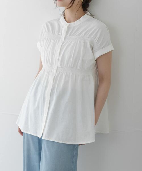 URBAN RESEARCH Sonny Label(アーバンリサーチサニーレーベル)の「バンドカラーシャーリングブラウス(シャツ/ブラウス・レディース・ミント/ブルー/オフホワイト・FREE)」の1枚目の写真