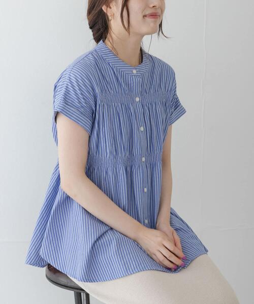 URBAN RESEARCH Sonny Label(アーバンリサーチサニーレーベル)の「バンドカラーシャーリングブラウス(シャツ/ブラウス・レディース・ミント/ブルー/オフホワイト・FREE)」の3枚目の写真