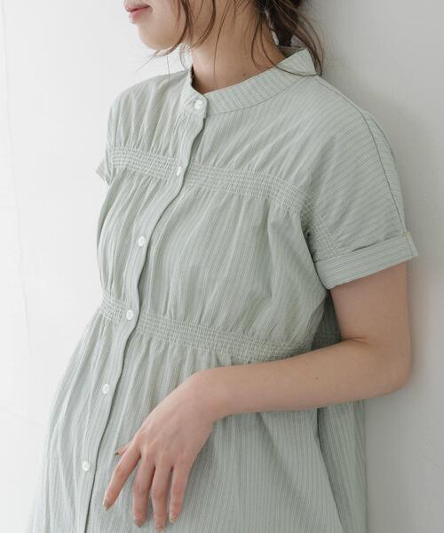 URBAN RESEARCH Sonny Label(アーバンリサーチサニーレーベル)の「バンドカラーシャーリングブラウス(シャツ/ブラウス・レディース・ミント/ブルー/オフホワイト・FREE)」の2枚目の写真