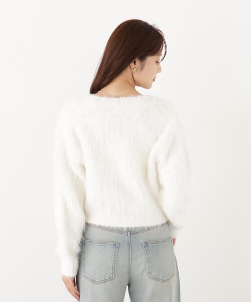 PROPORTION BODY DRESSING(プロポーションボディドレッシング)の「シャギーショートカーディガン / 1216274903(カーディガン/ボレロ・レディース・ホワイト/グレー系その他/ピンク・FREE)」の4枚目の写真